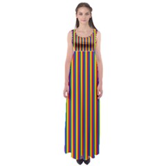 Vertical Gay Pride Rainbow Flag Pin Stripes Empire Waist Maxi Dress