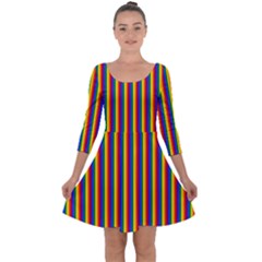 Vertical Gay Pride Rainbow Flag Pin Stripes Quarter Sleeve Skater Dress