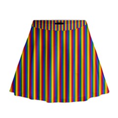 Vertical Gay Pride Rainbow Flag Pin Stripes Mini Flare Skirt
