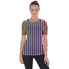 Vertical Gay Pride Rainbow Flag Pin Stripes Short Sleeve Top