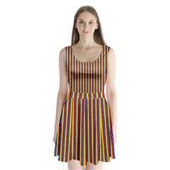 Vertical Gay Pride Rainbow Flag Pin Stripes Split Back Mini Dress 