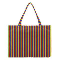 Vertical Gay Pride Rainbow Flag Pin Stripes Medium Tote Bag by PodArtist