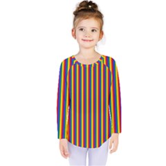 Vertical Gay Pride Rainbow Flag Pin Stripes Kids  Long Sleeve Tee