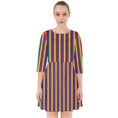 Vertical Gay Pride Rainbow Flag Pin Stripes Smock Dress