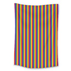 Vertical Gay Pride Rainbow Flag Pin Stripes Large Tapestry by PodArtist