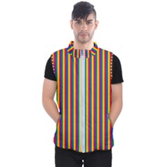 Vertical Gay Pride Rainbow Flag Pin Stripes Men s Puffer Vest