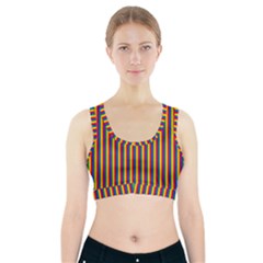 Vertical Gay Pride Rainbow Flag Pin Stripes Sports Bra With Pocket