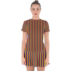 Vertical Gay Pride Rainbow Flag Pin Stripes Drop Hem Mini Chiffon Dress