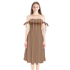 Vertical Gay Pride Rainbow Flag Pin Stripes Shoulder Tie Bardot Midi Dress