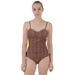 Vertical Gay Pride Rainbow Flag Pin Stripes Sweetheart Tankini Set by PodArtist