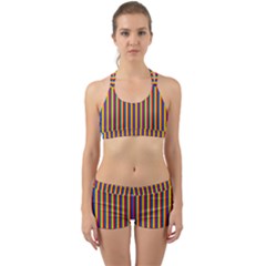 Vertical Gay Pride Rainbow Flag Pin Stripes Back Web Sports Bra Set by PodArtist