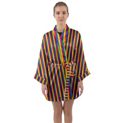 Vertical Gay Pride Rainbow Flag Pin Stripes Long Sleeve Kimono Robe by PodArtist