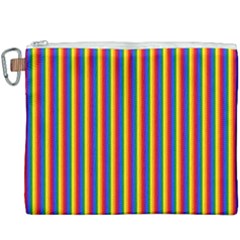 Vertical Gay Pride Rainbow Flag Pin Stripes Canvas Cosmetic Bag (XXXL)