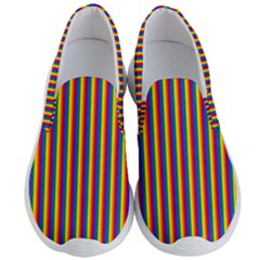 Vertical Gay Pride Rainbow Flag Pin Stripes Men s Lightweight Slip Ons by PodArtist