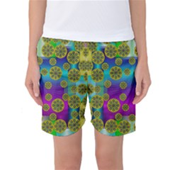 Celtic Mosaic With Wonderful Flowers Women s Basketball Shorts by pepitasart