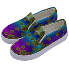 Celtic Mosaic With Wonderful Flowers Kids  Canvas Slip Ons by pepitasart