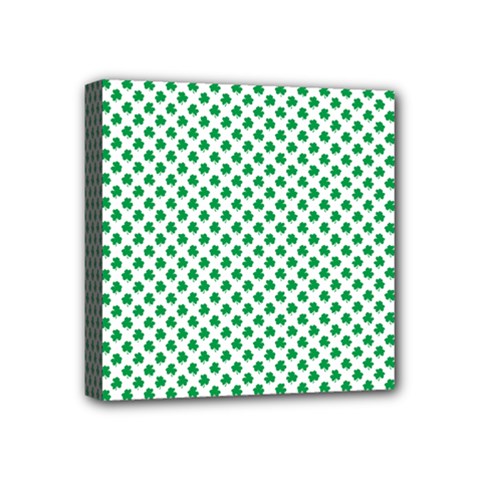 Green Shamrock Clover On White St  Patrick s Day Mini Canvas 4  X 4  by PodArtist