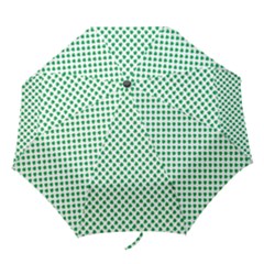 Green Shamrock Clover On White St  Patrick s Day Folding Umbrellas by PodArtist