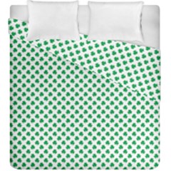 Green Shamrock Clover On White St  Patrick s Day Duvet Cover Double Side (king Size) by PodArtist