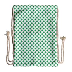 Green Shamrock Clover On White St  Patrick s Day Drawstring Bag (large) by PodArtist