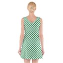 Green Shamrock Clover on White St. Patrick s Day V-Neck Sleeveless Skater Dress View2