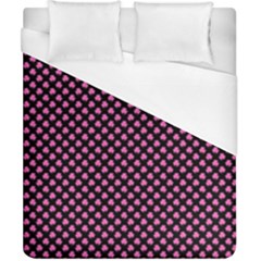 Small Hot Pink Irish Shamrock Clover On Black Duvet Cover (california King Size) by PodArtist