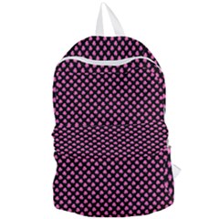 Small Hot Pink Irish Shamrock Clover On Black Foldable Lightweight Backpack by PodArtist