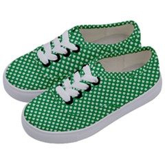  White Shamrocks On Green St  Patrick s Day Ireland Kids  Classic Low Top Sneakers by PodArtist