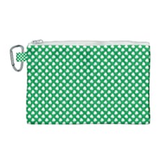  White Shamrocks On Green St  Patrick s Day Ireland Canvas Cosmetic Bag (large) by PodArtist