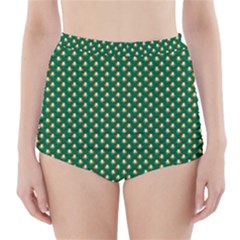 Irish Flag Green White Orange On Green St  Patrick s Day Ireland High-waisted Bikini Bottoms by PodArtist