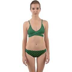 Irish Flag Green White Orange On Green St  Patrick s Day Ireland Wrap Around Bikini Set by PodArtist