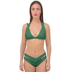 Irish Flag Green White Orange On Green St  Patrick s Day Ireland Double Strap Halter Bikini Set by PodArtist