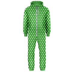 White Heart-shaped Clover On Green St  Patrick s Day Hooded Jumpsuit (men)  by PodArtist