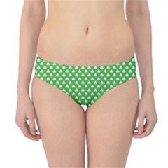 White Heart-shaped Clover On Green St  Patrick s Day Hipster Bikini Bottoms by PodArtist