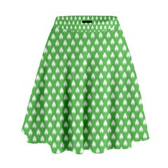 White Heart-shaped Clover On Green St  Patrick s Day High Waist Skirt by PodArtist