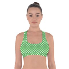 White Heart-shaped Clover On Green St  Patrick s Day Cross Back Sports Bra by PodArtist