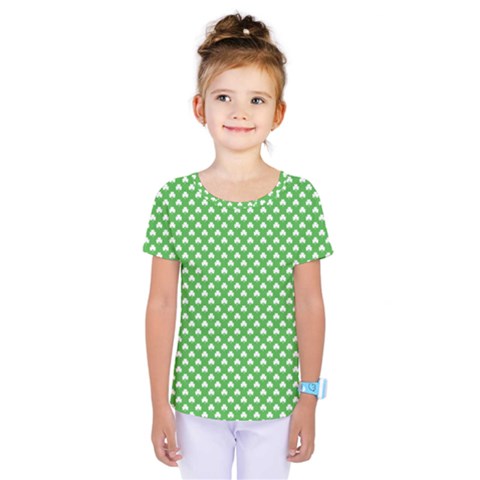 White Heart-shaped Clover On Green St  Patrick s Day Kids  One Piece Tee by PodArtist
