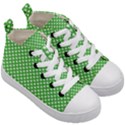 White Heart-Shaped Clover on Green St. Patrick s Day Kid s Mid-Top Canvas Sneakers View3