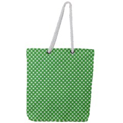 White Heart-shaped Clover On Green St  Patrick s Day Full Print Rope Handle Tote (large)