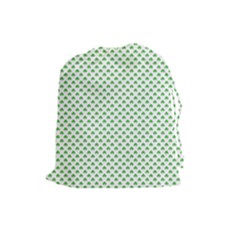 Green Heart-shaped Clover On White St  Patrick s Day Drawstring Pouches (large)  by PodArtist