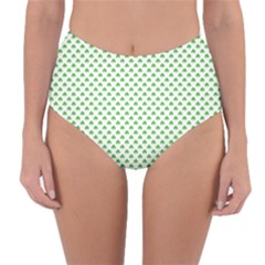 Green Heart-shaped Clover On White St  Patrick s Day Reversible High-waist Bikini Bottoms by PodArtist