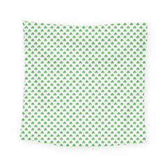 Green Heart-shaped Clover On White St  Patrick s Day Square Tapestry (small) by PodArtist