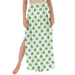 Green Heart-shaped Clover On White St  Patrick s Day Maxi Chiffon Tie-up Sarong by PodArtist