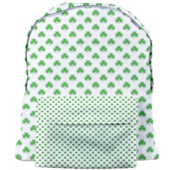 Green Heart-shaped Clover On White St  Patrick s Day Giant Full Print Backpack by PodArtist