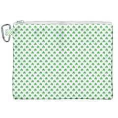 Green Heart-shaped Clover On White St  Patrick s Day Canvas Cosmetic Bag (xxl) by PodArtist