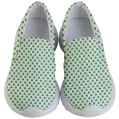 Green Heart-shaped Clover On White St  Patrick s Day Kid s Lightweight Slip Ons by PodArtist