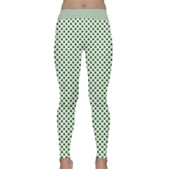 Shamrock 2-tone Green On White St Patrick’s Day Clover Classic Yoga Leggings by PodArtist