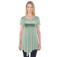 Shamrock 2-tone Green On White St Patrick’s Day Clover Short Sleeve Tunic  by PodArtist