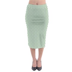 Shamrock 2-tone Green On White St Patrick’s Day Clover Midi Pencil Skirt by PodArtist