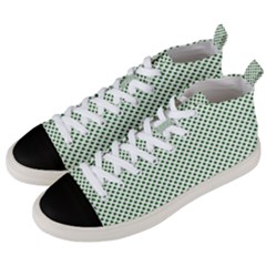 Shamrock 2-tone Green On White St Patrick’s Day Clover Men s Mid-top Canvas Sneakers by PodArtist